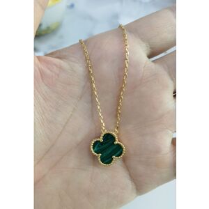 Unbranded (Golden malachite necklace) Fashionable 18k four-leaf clover necklace, women's c Unbranded (Golden malachite necklace) Fashionable 18k four-leaf clover necklace, women's c