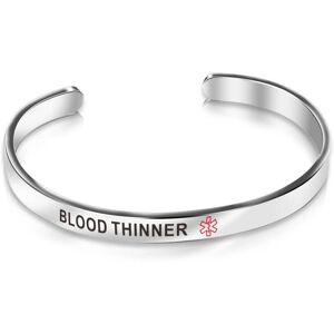 Unbranded (Blood Thinner) Medical Alert ID Awareness Stainless Steel Bangle Diabetes Epile Unbranded (Blood Thinner) Medical Alert ID Awareness Stainless Steel Bangle Diabetes Epile