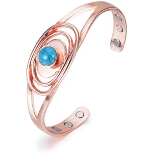 Unbranded Vintage Red Copper Magnetic Bracelet – Blue Center Stone & Zircon, Triple Band D Unbranded Vintage Red Copper Magnetic Bracelet – Blue Center Stone & Zircon, Triple Band D
