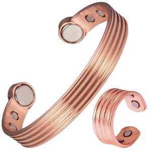Unbranded Magnetic Copper Bracelet and Ring Set – Vintage Red Copper Striped Design, Adjus Unbranded Magnetic Copper Bracelet and Ring Set – Vintage Red Copper Striped Design, Adjus