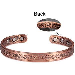 Unbranded Engraved Copper Magnetic Bracelet – Adjustable Open Cuff with 6 Strong Magnets f Unbranded Engraved Copper Magnetic Bracelet – Adjustable Open Cuff with 6 Strong Magnets f