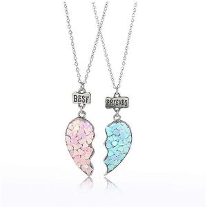Unbranded (As show, One size) Sequin Heart shaped Good Friend Children's Necklace, 2 G Unbranded (As show, One size) Sequin Heart shaped Good Friend Children's Necklace, 2 G