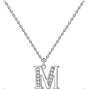 Unbranded (As show, One size) 1 Stainless Steel Initial Letter Necklace with Shiny Zirconi Unbranded (As show, One size) 1 Stainless Steel Initial Letter Necklace with Shiny Zirconi