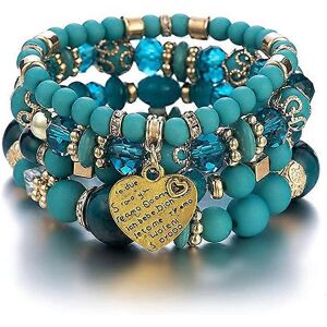 Unbranded (As show, One size) Set of 4 Bohemian Stretch Bead Bracelets with Heart and Turq Unbranded (As show, One size) Set of 4 Bohemian Stretch Bead Bracelets with Heart and Turq