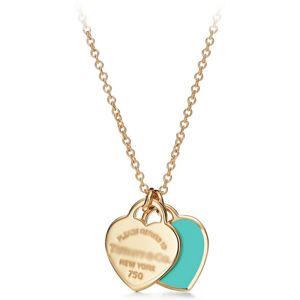Unbranded (A golden double-heart blue necklace) Classic T brand Double Heart Heart pendant Unbranded (A golden double-heart blue necklace) Classic T brand Double Heart Heart pendant