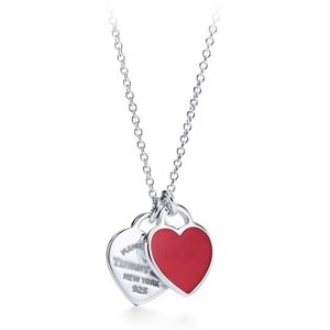 Unbranded (A silver double-heart red necklace) Classic T brand Double Heart Heart pendant, Unbranded (A silver double-heart red necklace) Classic T brand Double Heart Heart pendant,