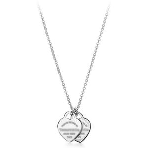 Unbranded (Silver double-heart double-character necklace) Classic T brand Double Heart Hea Unbranded (Silver double-heart double-character necklace) Classic T brand Double Heart Hea