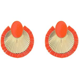 Unbranded (Rose Red, One size) Handmade Raffia Metal Fan Earrings Fringe Statement Ear Stu Unbranded (Rose Red, One size) Handmade Raffia Metal Fan Earrings Fringe Statement Ear Stu