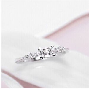 Unbranded (10) Natural Silver Plated Gemstones Square White Sapphire Ring Birthstone Weddi Unbranded (10) Natural Silver Plated Gemstones Square White Sapphire Ring Birthstone Weddi