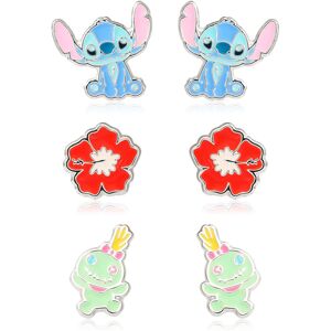 Disney Lilo and Stitch Experiment 626 Silver Plated Stud Earring Set 3 Pairs - Disney Lilo and Stitch Experiment 626 Silver Plated Stud Earring Set 3 Pairs -