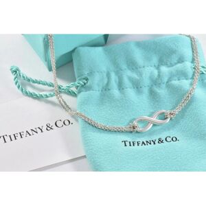 Unbranded Tiffany & Co Silver Infinity Pendant 18" Double Chain Necklace in Box Pouch Card Unbranded Tiffany & Co Silver Infinity Pendant 18" Double Chain Necklace in Box Pouch Card