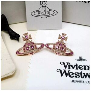 Unbranded Vivienne Westwood Rose Gold Tone Orb Stud Earrings with Hexagonal Pink Crystal Unbranded Vivienne Westwood Rose Gold Tone Orb Stud Earrings with Hexagonal Pink Crystal