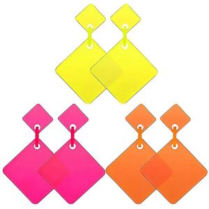 Unbranded For 3 Pairs 80s Neon Earrings Retro Earrings 80s Square Drop Dangle Earrings For Unbranded For 3 Pairs 80s Neon Earrings Retro Earrings 80s Square Drop Dangle Earrings For