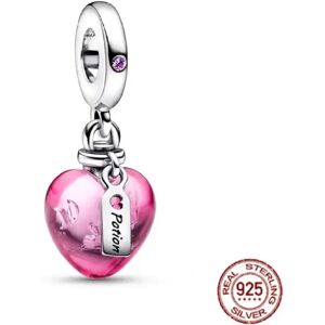 Unbranded (SS1454) Original 925 Sterling Silver Pink Love Potion Murano Glass Heart Charms Unbranded (SS1454) Original 925 Sterling Silver Pink Love Potion Murano Glass Heart Charms