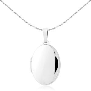 Jewelco London Ladies 9ct White Gold Polished Satin Oval Family Locket Pendant Jewelco London Ladies 9ct White Gold Polished Satin Oval Family Locket Pendant