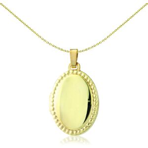 Jewelco London Ladies 9ct Yellow Gold Beaded Edge Frame Oval Locket Pendant 18 x Jewelco London Ladies 9ct Yellow Gold Beaded Edge Frame Oval Locket Pendant 18 x