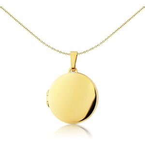 Jewelco London 9ct Yellow Gold - Polished Classic Round Locket Pendant 20mm - LK Jewelco London 9ct Yellow Gold - Polished Classic Round Locket Pendant 20mm - LK