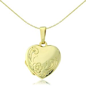 Jewelco London Ladies 9ct Yellow Gold Flower Motif Heart-Shaped Family Locket 18 Jewelco London Ladies 9ct Yellow Gold Flower Motif Heart-Shaped Family Locket 18
