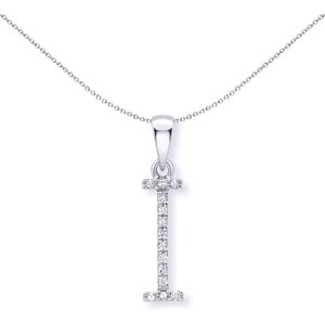 Jewelco London 9ct White Gold Diamond Initial Charm Pendant Letter I 6mm x 18mm Jewelco London 9ct White Gold Diamond Initial Charm Pendant Letter I 6mm x 18mm