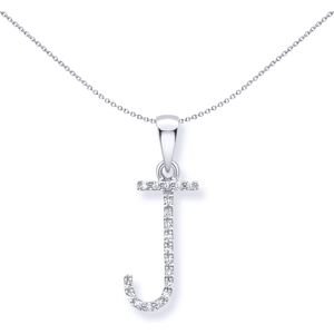 Jewelco London 9ct White Gold Diamond Initial Charm Pendant Letter J 6mm x 20mm Jewelco London 9ct White Gold Diamond Initial Charm Pendant Letter J 6mm x 20mm