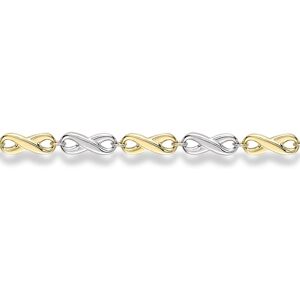 Jewelco London 9ct White & Yellow Gold Flat Infinity Symbol Link Bracelet 7.25" Jewelco London 9ct White & Yellow Gold Flat Infinity Symbol Link Bracelet 7.25"