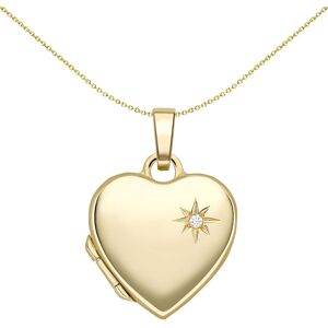 Jewelco London 9ct Yellow Gold Diamond Star-set Love Heart Locket Pendant 1pts - Jewelco London 9ct Yellow Gold Diamond Star-set Love Heart Locket Pendant 1pts -