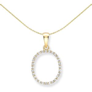 Jewelco London 9ct Yellow Gold Diamond Initial Charm Pendant Letter O 10mm x 16m Jewelco London 9ct Yellow Gold Diamond Initial Charm Pendant Letter O 10mm x 16m