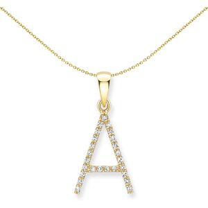 Jewelco London 18ct Yellow Gold Diamond Initial Charm Pendant Letter A 9mm x 16m Jewelco London 18ct Yellow Gold Diamond Initial Charm Pendant Letter A 9mm x 16m
