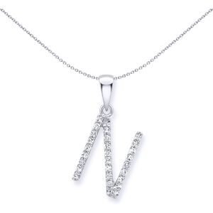 Jewelco London 9ct White Gold Diamond Initial Charm Pendant Letter N 7mm x 15mm Jewelco London 9ct White Gold Diamond Initial Charm Pendant Letter N 7mm x 15mm