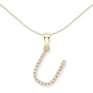 Jewelco London 9ct Yellow Gold Diamond Initial Charm Pendant Letter U 8mm x 15mm Jewelco London 9ct Yellow Gold Diamond Initial Charm Pendant Letter U 8mm x 15mm