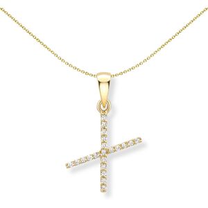 Jewelco London 9ct Yellow Gold Diamond Initial Charm Pendant Letter X 8mm x 17mm Jewelco London 9ct Yellow Gold Diamond Initial Charm Pendant Letter X 8mm x 17mm