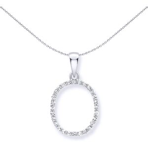 Jewelco London 9ct White Gold Diamond Initial Charm Pendant Letter O 10mm x 16mm Jewelco London 9ct White Gold Diamond Initial Charm Pendant Letter O 10mm x 16mm
