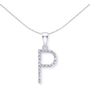 Jewelco London 9ct White Gold Diamond Initial Charm Pendant Letter P 9mm x 16mm Jewelco London 9ct White Gold Diamond Initial Charm Pendant Letter P 9mm x 16mm