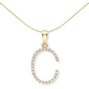 Jewelco London 18ct Yellow Gold Diamond Initial Charm Pendant Letter C 10mm x 17 Jewelco London 18ct Yellow Gold Diamond Initial Charm Pendant Letter C 10mm x 17