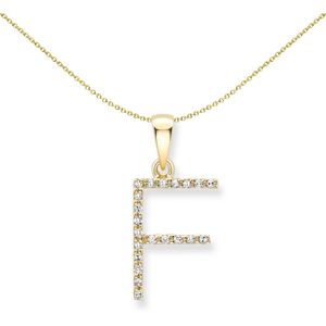Jewelco London 18ct Yellow Gold Diamond Initial Charm Pendant Letter F 8mm x 17m Jewelco London 18ct Yellow Gold Diamond Initial Charm Pendant Letter F 8mm x 17m