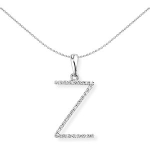 Jewelco London 18ct White Gold Pave Diamond Initial Charm Pendant Letter Z 9mm x Jewelco London 18ct White Gold Pave Diamond Initial Charm Pendant Letter Z 9mm x