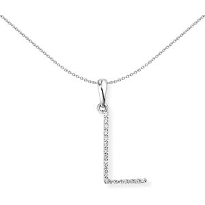 Jewelco London 18ct White Gold Pave Diamond Initial Charm Pendant Letter L 8mm x Jewelco London 18ct White Gold Pave Diamond Initial Charm Pendant Letter L 8mm x