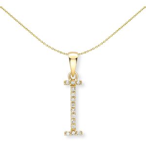 Jewelco London 9ct Yellow Gold Diamond Initial Charm Pendant Letter I 6mm x 18mm Jewelco London 9ct Yellow Gold Diamond Initial Charm Pendant Letter I 6mm x 18mm