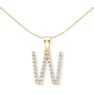 Jewelco London 18ct Yellow Gold Diamond Initial Charm Pendant Letter W 9mm x 15m Jewelco London 18ct Yellow Gold Diamond Initial Charm Pendant Letter W 9mm x 15m