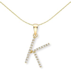 Jewelco London 18ct Yellow Gold Diamond Initial Charm Pendant Letter K 8mm x 17m Jewelco London 18ct Yellow Gold Diamond Initial Charm Pendant Letter K 8mm x 17m