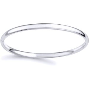 Jewelco London Ladies 18ct White Gold Round Tube Minimalist Oval Bangle Bracelet Jewelco London Ladies 18ct White Gold Round Tube Minimalist Oval Bangle Bracelet