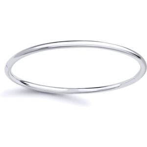 Jewelco London Ladies 18ct White Gold Round Tube Minimalist Oval Bangle Bracelet Jewelco London Ladies 18ct White Gold Round Tube Minimalist Oval Bangle Bracelet