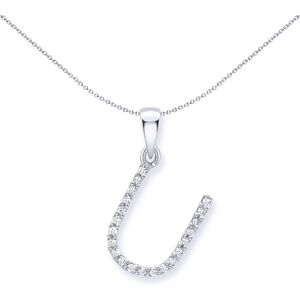 Jewelco London 9ct White Gold Diamond Initial Charm Pendant Letter U 8mm x 15mm Jewelco London 9ct White Gold Diamond Initial Charm Pendant Letter U 8mm x 15mm
