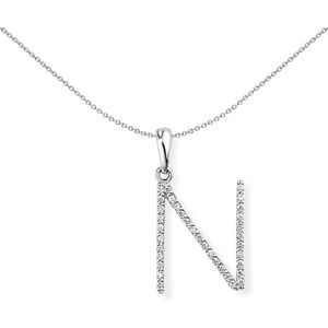 Jewelco London 18ct White Gold Pave Diamond Initial Charm Pendant Letter N 10mm Jewelco London 18ct White Gold Pave Diamond Initial Charm Pendant Letter N 10mm