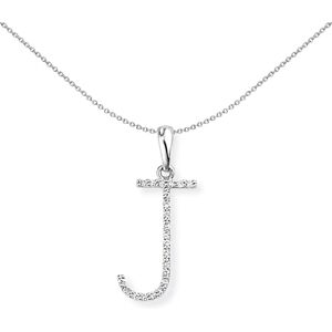 Jewelco London 18ct White Gold Pave Diamond Initial Charm Pendant Letter J 9mm x Jewelco London 18ct White Gold Pave Diamond Initial Charm Pendant Letter J 9mm x