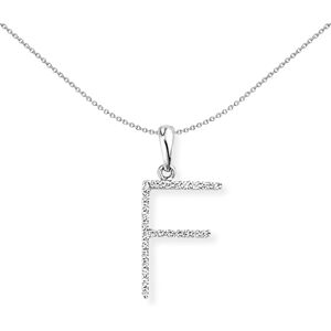 Jewelco London 18ct White Gold Pave Diamond Initial Charm Pendant Letter F 10mm Jewelco London 18ct White Gold Pave Diamond Initial Charm Pendant Letter F 10mm
