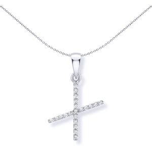 Jewelco London 9ct White Gold Diamond Initial Charm Pendant Letter X 8mm x 17mm Jewelco London 9ct White Gold Diamond Initial Charm Pendant Letter X 8mm x 17mm