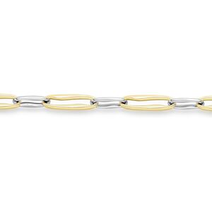 Jewelco London Ladies 9ct White & Yellow Gold Stretched Wavy Pinched Oval Link C Jewelco London Ladies 9ct White & Yellow Gold Stretched Wavy Pinched Oval Link C