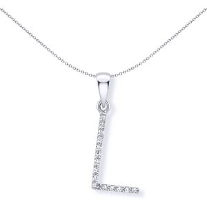 Jewelco London 9ct White Gold Diamond Initial Charm Pendant Letter L 7mm x 18mm Jewelco London 9ct White Gold Diamond Initial Charm Pendant Letter L 7mm x 18mm