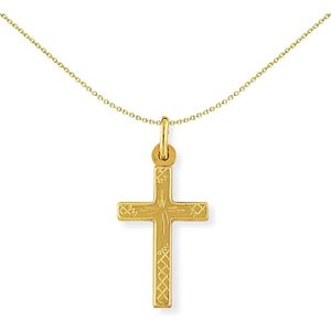 Jewelco London Ladies 9ct Yellow Gold Decorated Embossed Cross Charm Pendant 14x Jewelco London Ladies 9ct Yellow Gold Decorated Embossed Cross Charm Pendant 14x